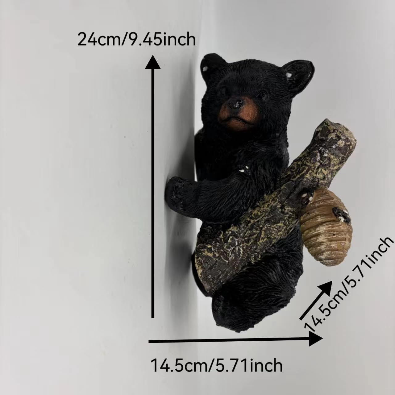 Black Bear cub Tree Hugger Decor. Forest Wildlife Animal Stadue，Climbing Tree Statue Hanging,Tree-Mounted - Realistic Polyresin stadue - for Housewarming, Outer Door,Garden, Yard.