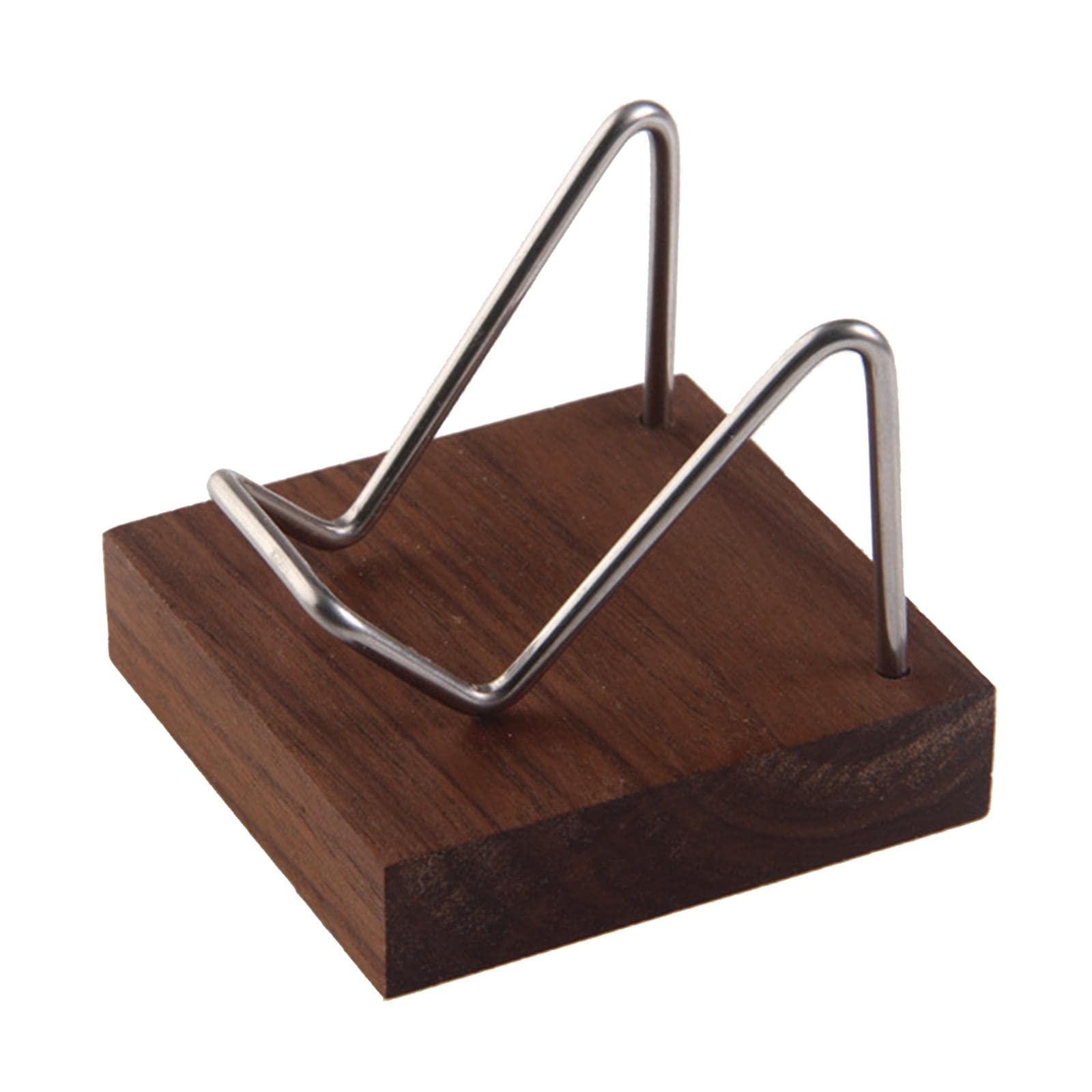 Support socle exposition cristal et fossiles en noyer et acier inoxydable pour collection
