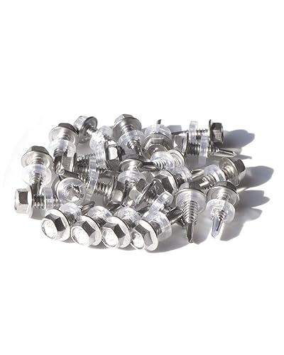 Miniatura 5 de 25 tornillos autoperforantes con cabeza hexagonal de acero inoxidable #14 x 34 pulgadas, tornillos Tek de chapa metálica de rosca completa de acero