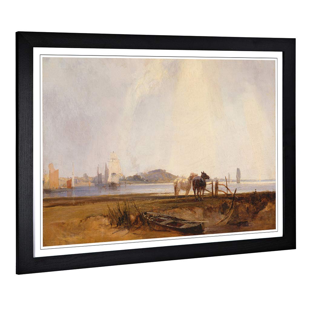 Big Box Art Framed Print of Richard Bonington Landscape Near Quilleboeuf Design | Wall Art Picture | Home Decor for Kitchen, Living Room, Bedroom, Hallway, Black, A2 / 24.5x18 Inch / 62x45cm