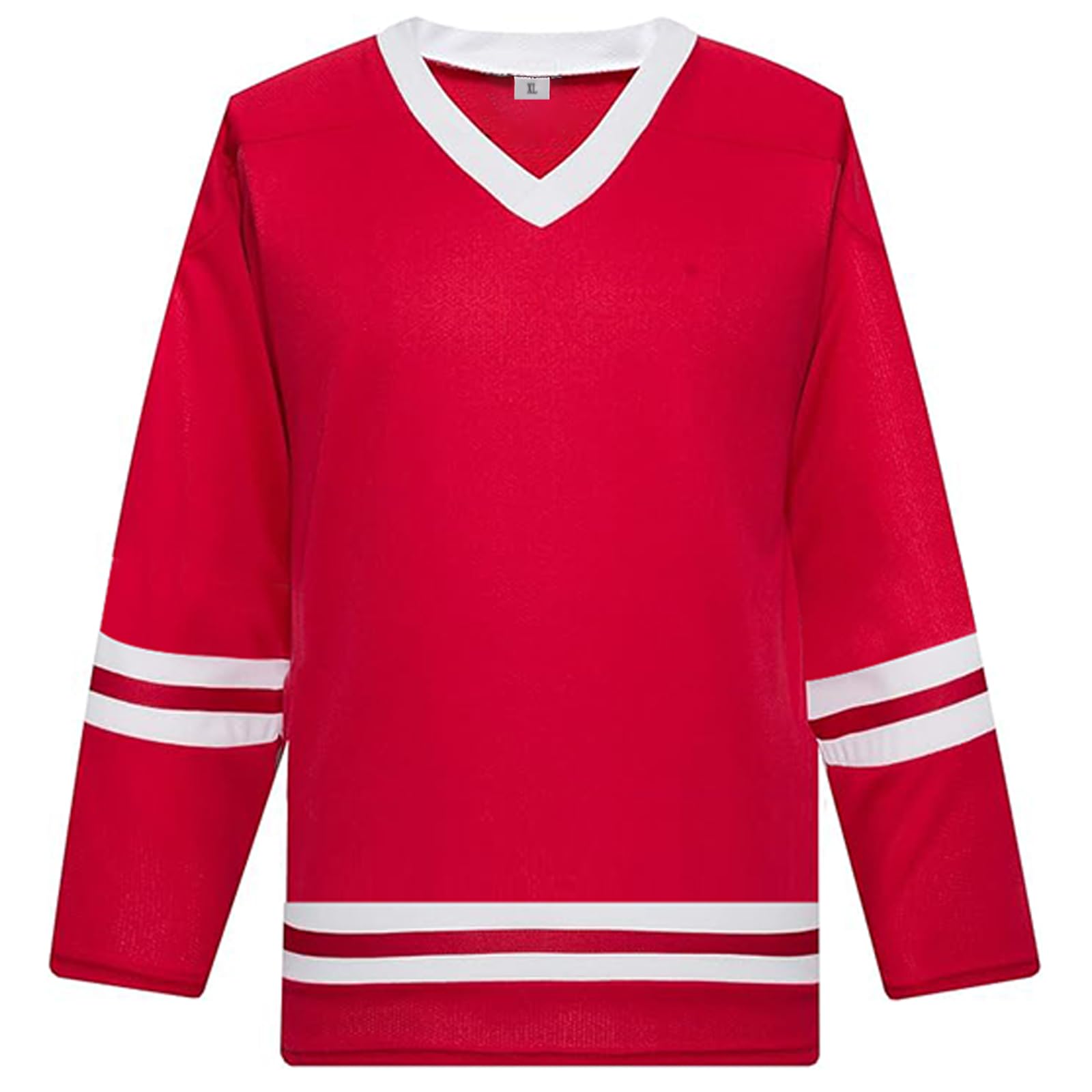 Blank Hockey Training Jersey Lightweight Fabric Long Sleeve for Ice Hockey Jersey Quick Dry Feature and V Neck Style