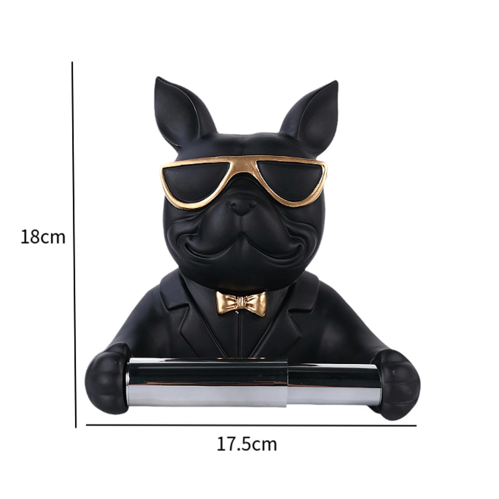Fenteer Toilettenpapierhalter für Deko Badezimmer Modern,Klopapier Aufbewahrung Stanzfreier,Klopapierrollenhalter Handtuchhalter Rollenhalter für Toiletten Dekoration,Hund Schwarz