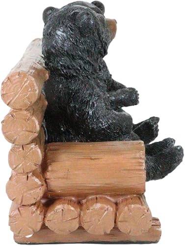 Miniatura 6 de Ebros Gift Fantástico bosque negro oso hermanos besando por troncos de árbol, figura de banco de 6 pulgadas de alto, figura decorativa familiar de