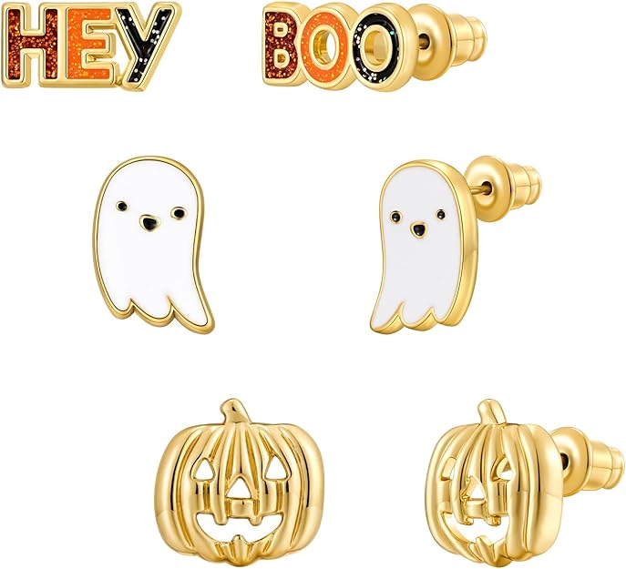 WOWORAMA Halloween Earrings Cute Pumpkin Earrings for Women Fun Crystal Pumpkin Stud Earrings Funny Smiling Face Pumpkin Drop Earrings Halloween Earrings Jewelry