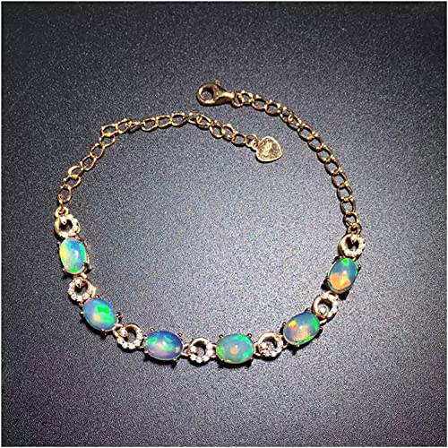 Pulsera de ópalo natural en plata 925 con piedras finas de 5x7mm para joyería fina