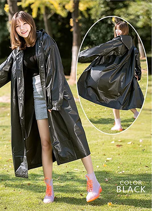 Image of Rain Ponchos Raincoats for Adults Reusable, 2 Pcs Raincoats Ponchos Emergency for Women Men with Hood and Drawstring