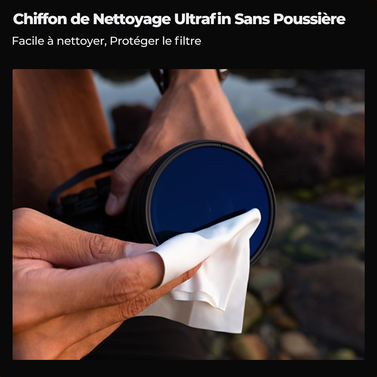 K&F Concept Filtre CPL 82mm Polarisant Slim + Chiffon de Nettoyage en Microfibre Emballé sous Vide pour Objectif Appareil Photo