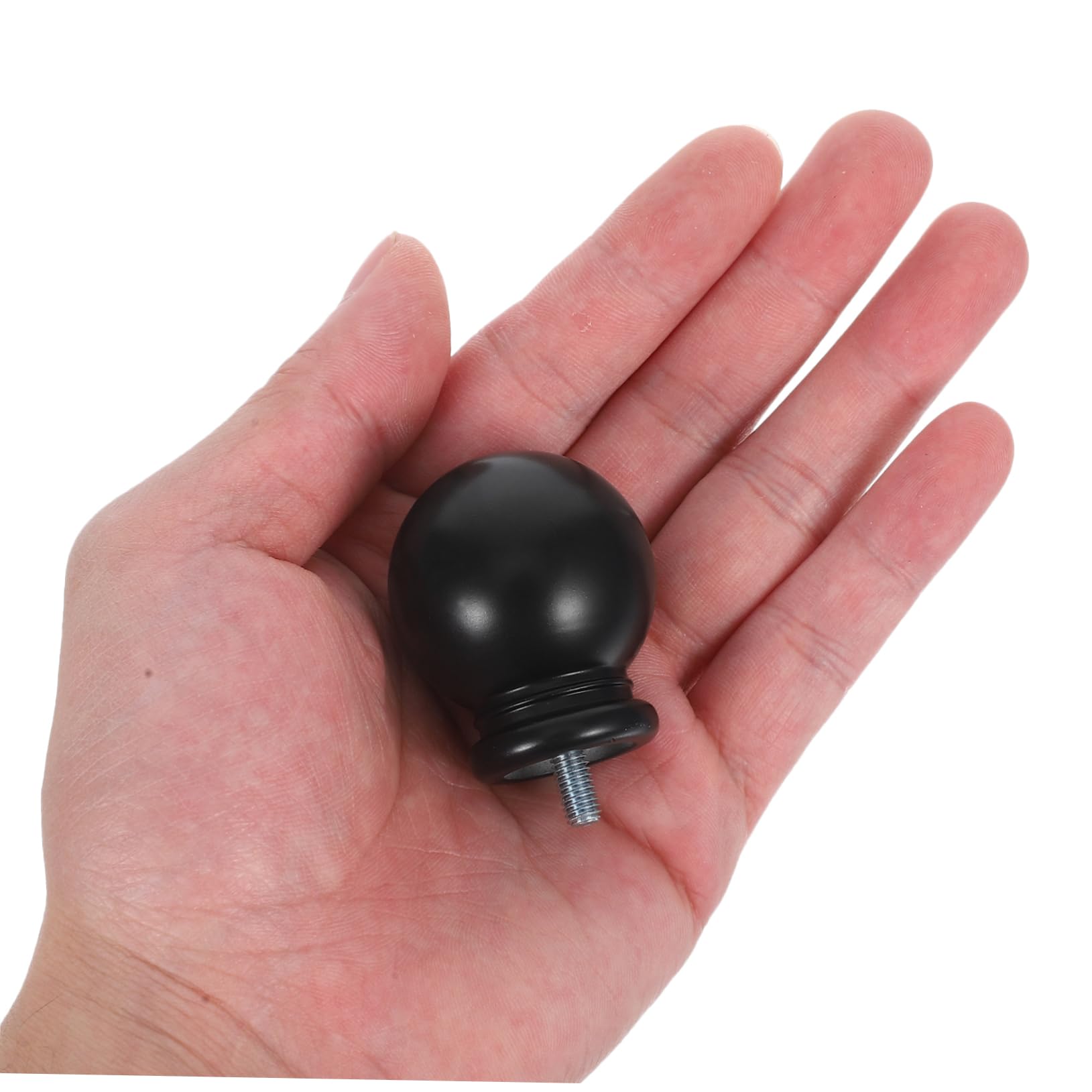 Lot de 2 embouts de tringle à rideaux noirs – Design classique à tête sphérique – Améliorateurs esthétiques pour rideaux de fenêtre en plastique facile à installer, parfaits pour la décoration de la
