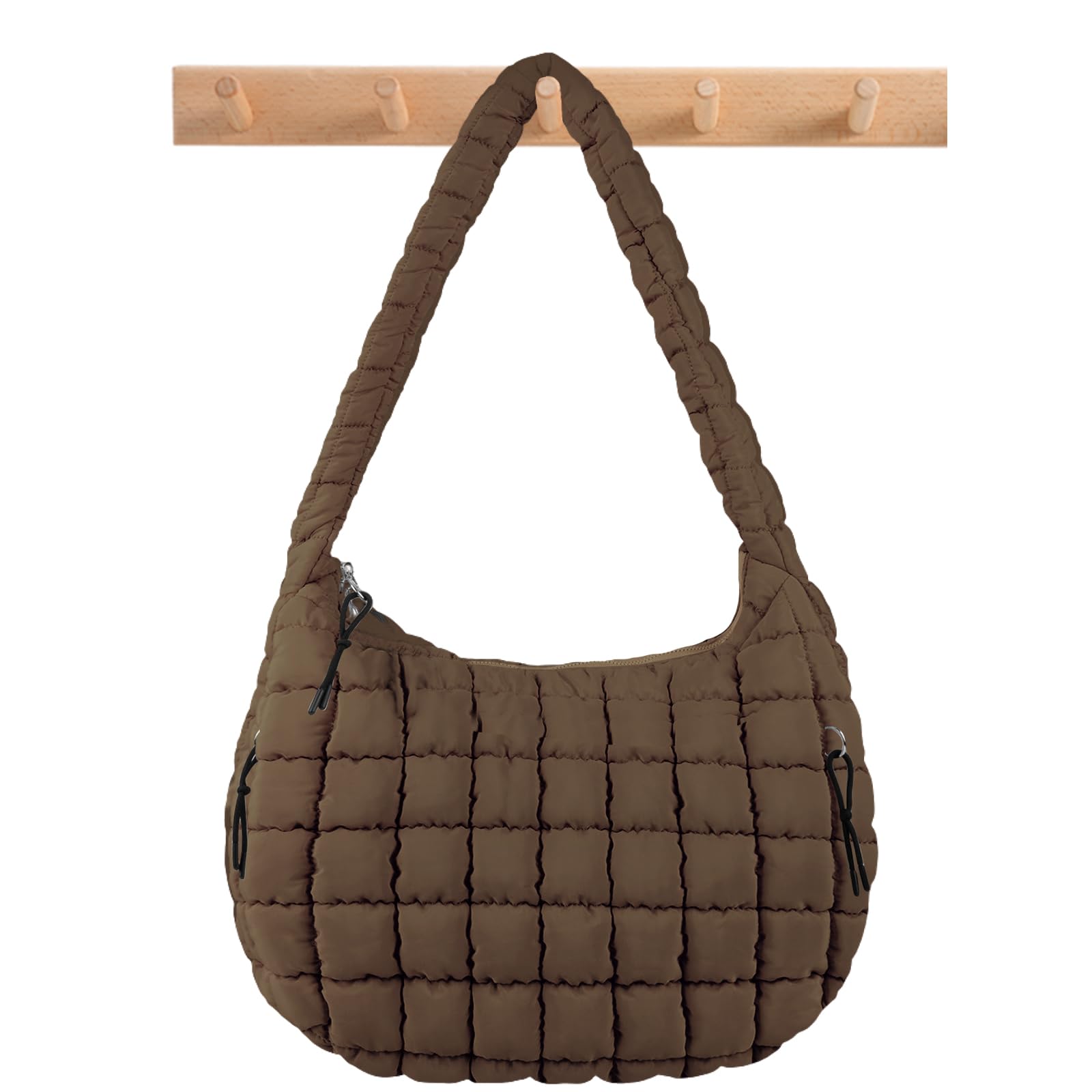 Quilted Puffer Tote Bag Puffy Crossbody Shoulder Bag with Zipper, Nylon Hobo Handbag Travel Carryall Bags for Women Girls