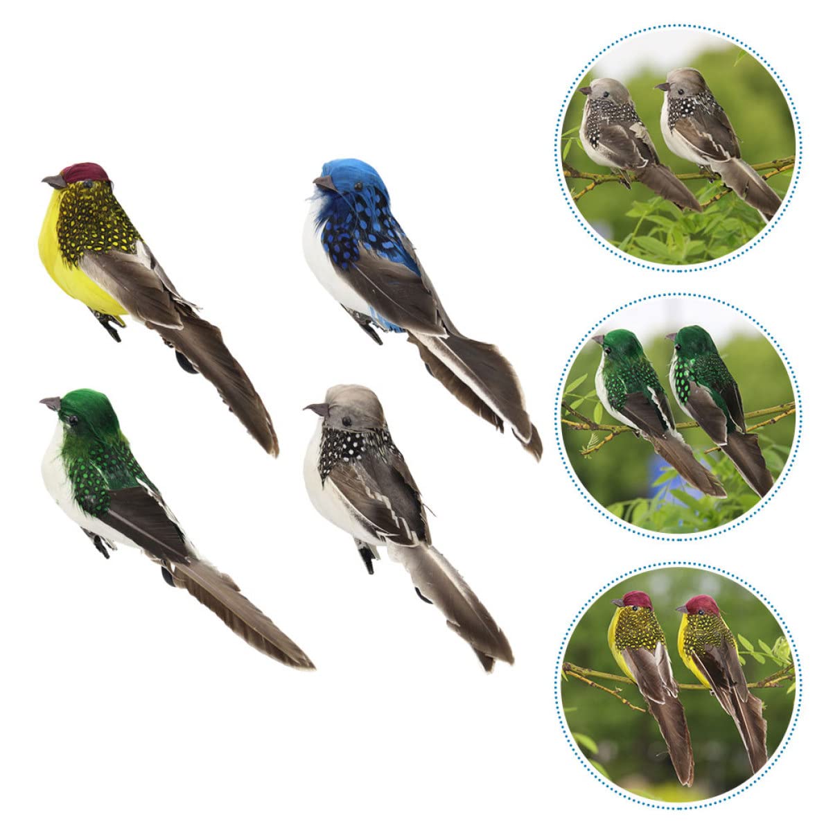 ABOOFAN 3 Set Di Piccoli Uccellini in Schiuma Clip Per Uccelli Realistici Finti Per Decorazioni Per La Casa Decorazioni Per Alberi 4 Pezzi * 3