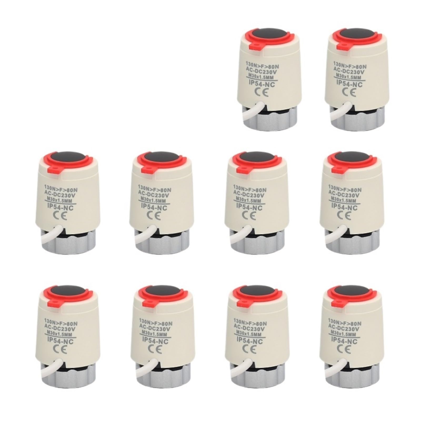 AC 230 V normalnie zamknięty M30 * 1,5 mm elektryczny siłownik termiczny do ogrzewania podłogowego TRV termostatyczny zawór grzejnikowy(10 Pieces 230V NC)