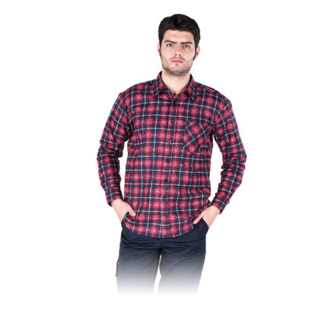 Reis KF-Gcl Protective Flannel Shirt, Navy Blue-Red, Large Size