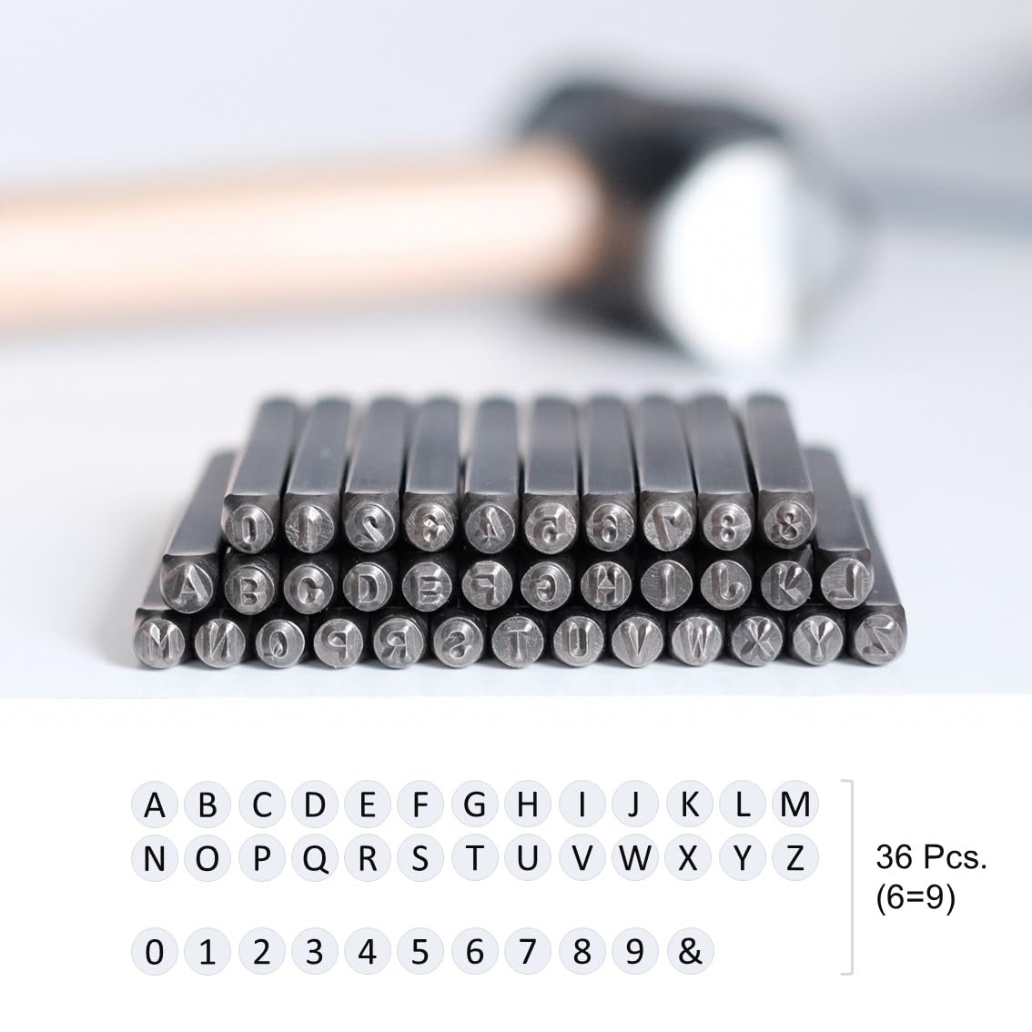 SEEDOR Punch - Set di fustelle alfanumeriche AZ/0-9 in acciaio temprato per goffratura metallo, pelle e legno, set di timbri di alta qualità