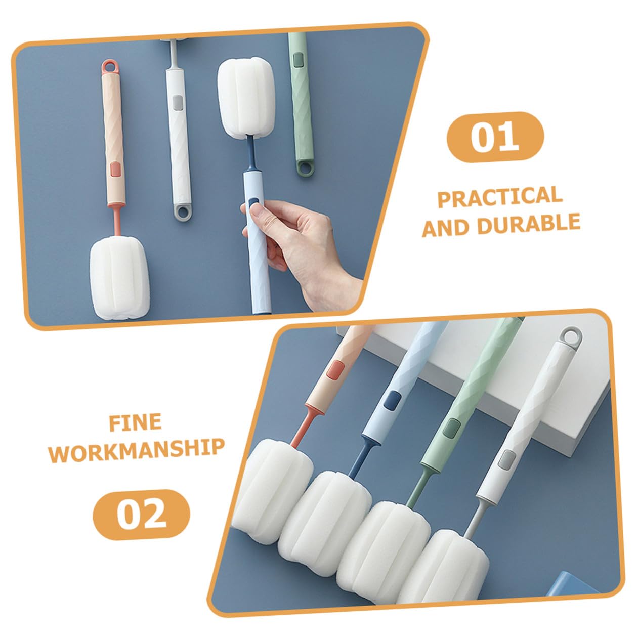 FRCOLOR 20stücke Teiliges Flaschenbürsten Abnehmbare Reinigungsschwämme Für Flaschen Tassen Und Thermobecher Ergonomisches Design Mit Aufhängeloch Für Gründliche Reinigung Ohne