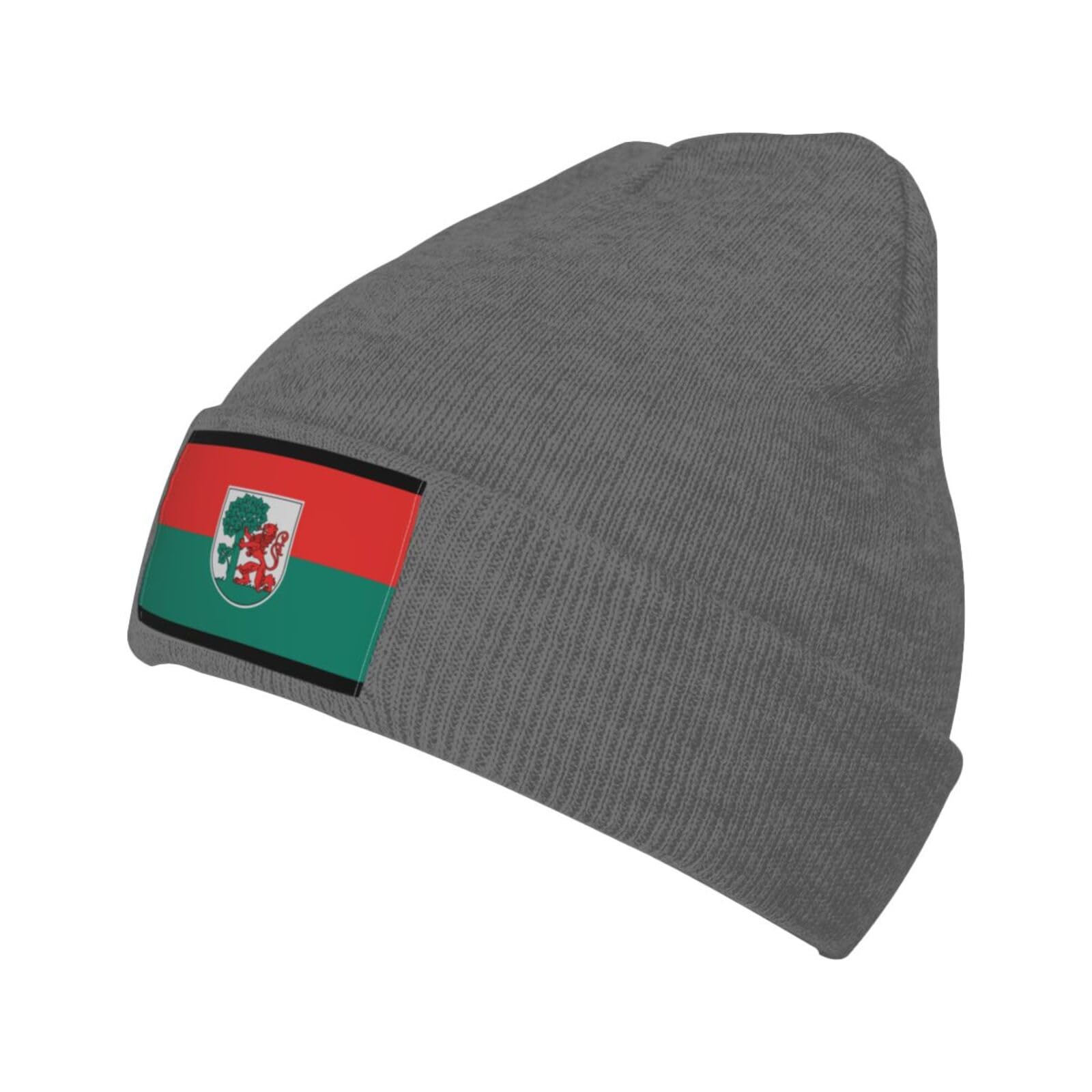 KWQDOZF Flag of Liepāja Beanie Unisex Knit Hat Acrylic Cuffed Cap Winter Hats Black