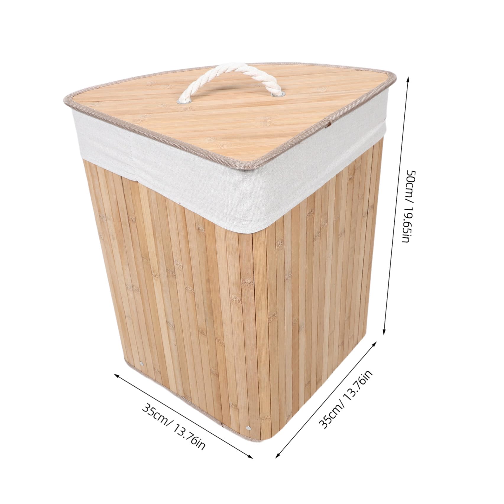Beaupretty Cesto Porta Biancheria Triangolare con Coperchio per Angolo Materiale Naturale Dimensioni per Organizzare gli Spazi in Casa