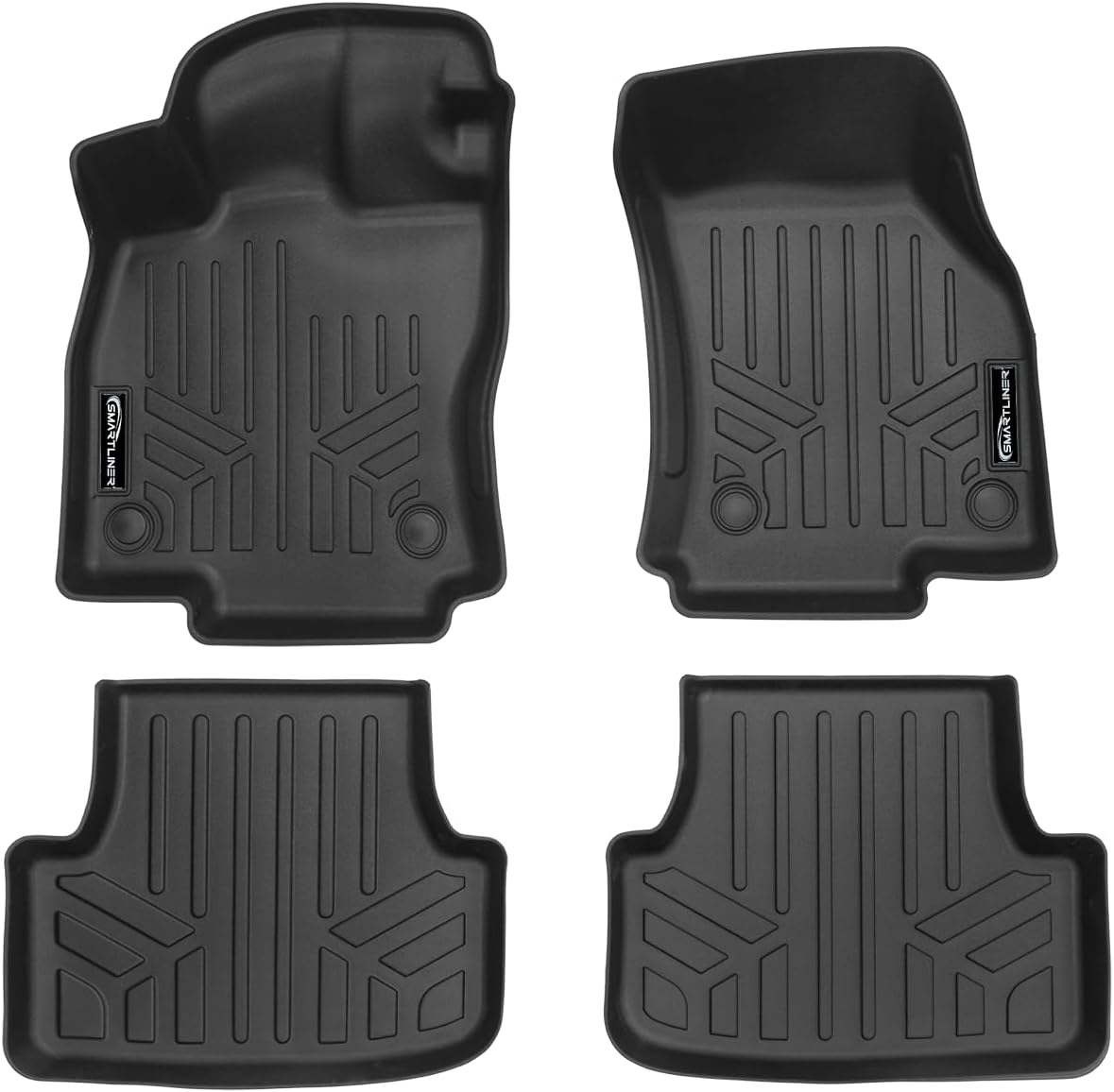 SMARTLINER Custom Fit Floor Liners - Fits 2022-2024 Volkswagen Golf R & Golf GTI - 1st & 2nd Row Liner Set - All Weather Floor Liners - Black