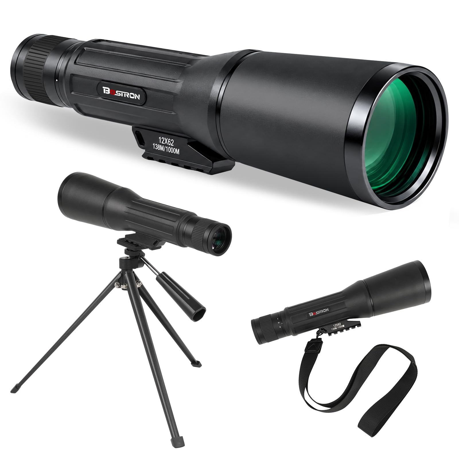 Telescopio Terrestre con trípode12×62 Impermeabile para Caza | Cannocchiale da Osservazione,HD FMC BAK4 Telescopio Terrestre para Tiro al Blanco, Observación de Aves,Vida Silvestre