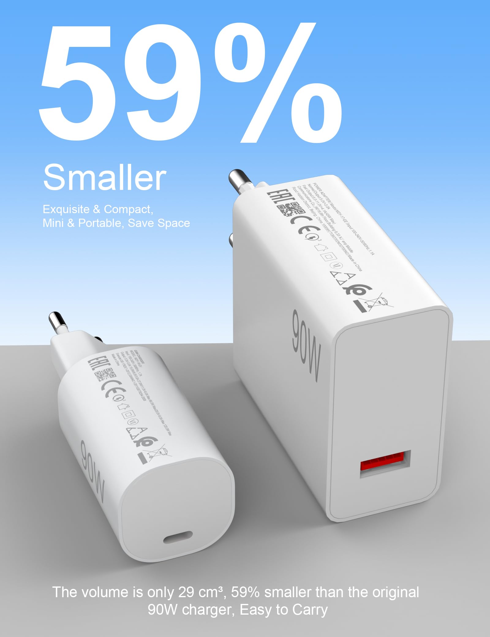 90W Fast Charger USB C for Xiaomi 15 Ultra Poco X7 Pro, USB C