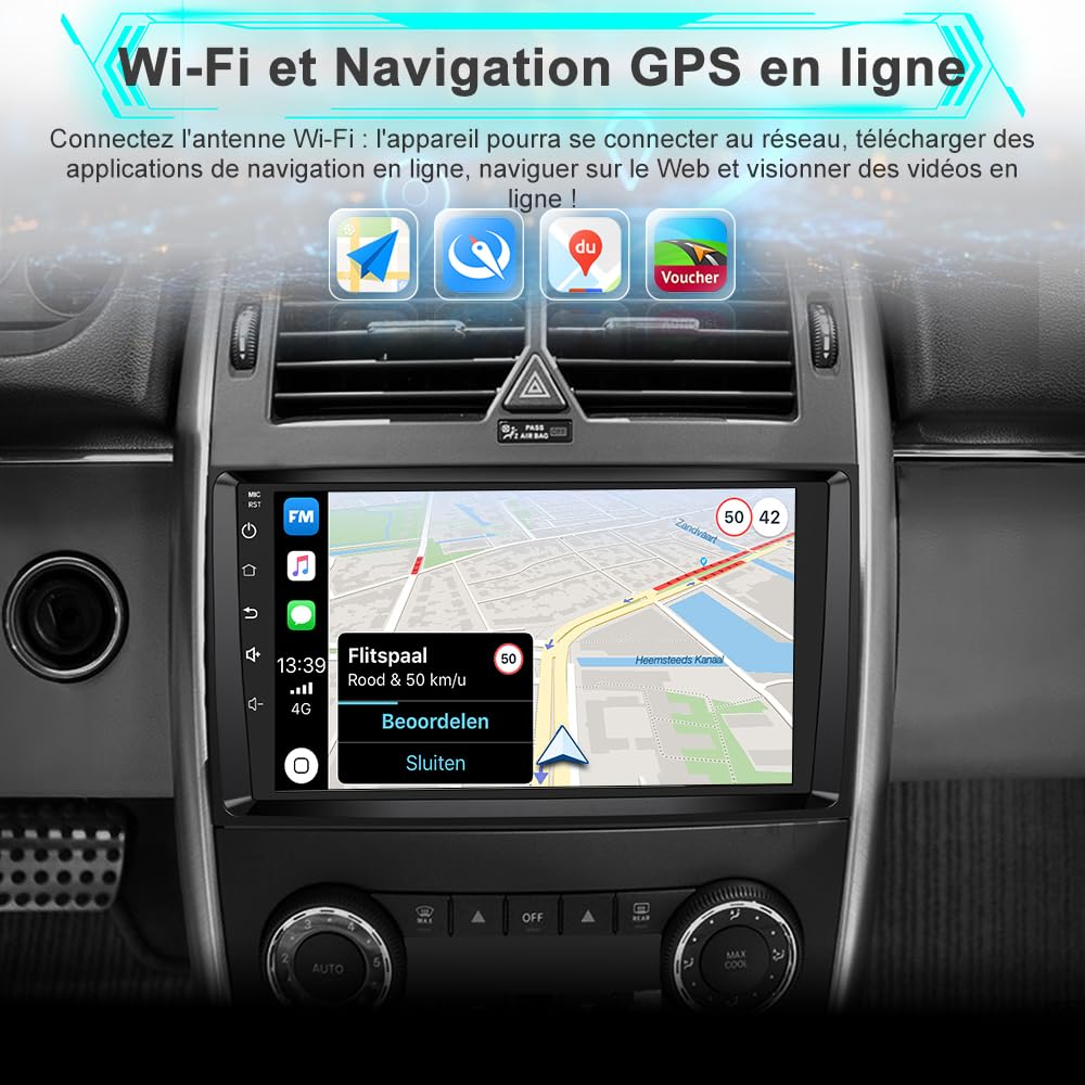 AWESAFE Autoradio Android 15 pour Mercedes Benz B200 Classe B W169 W245 W639 Vito Viano W906 [2Go+64Go] avec Carplay Android Auto 9 Pouces GPS WiFi USB FM Bluetooth Commande au Volant
