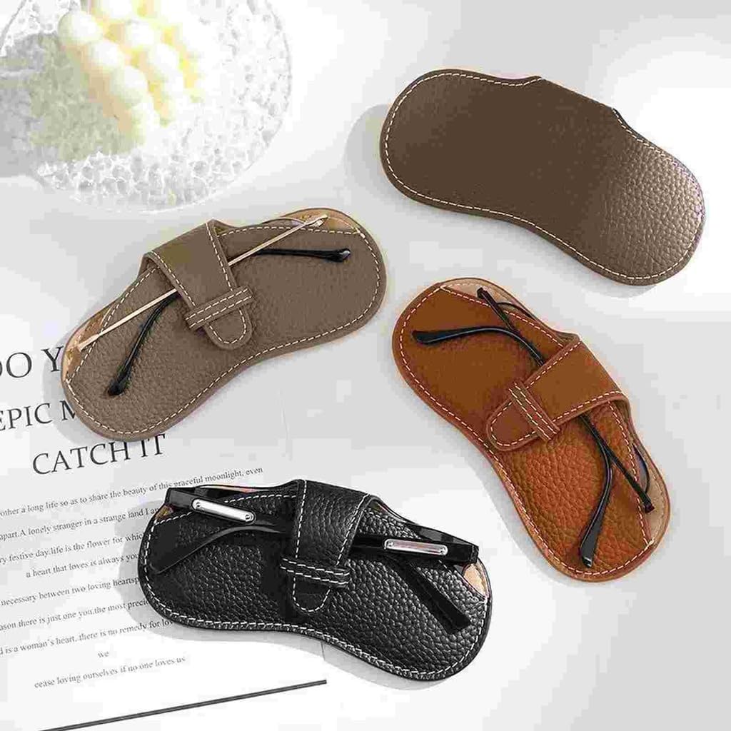 Étui à Lunettes de Soleil en Cuir for Hommes et Femmes, Sac à Lunettes Portable en PU, Cadre de myopie, Sac Souple, Housse de Lunettes(C)
