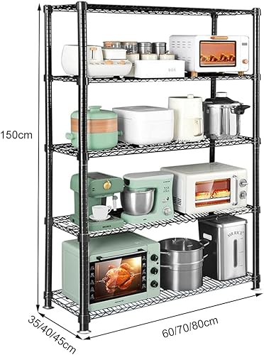 Miniatura 3 de Estantería de alambre de 5 niveles, estante de almacenamiento de alambre de metal, unidad organizadora de almacenamiento, perfecta para organización