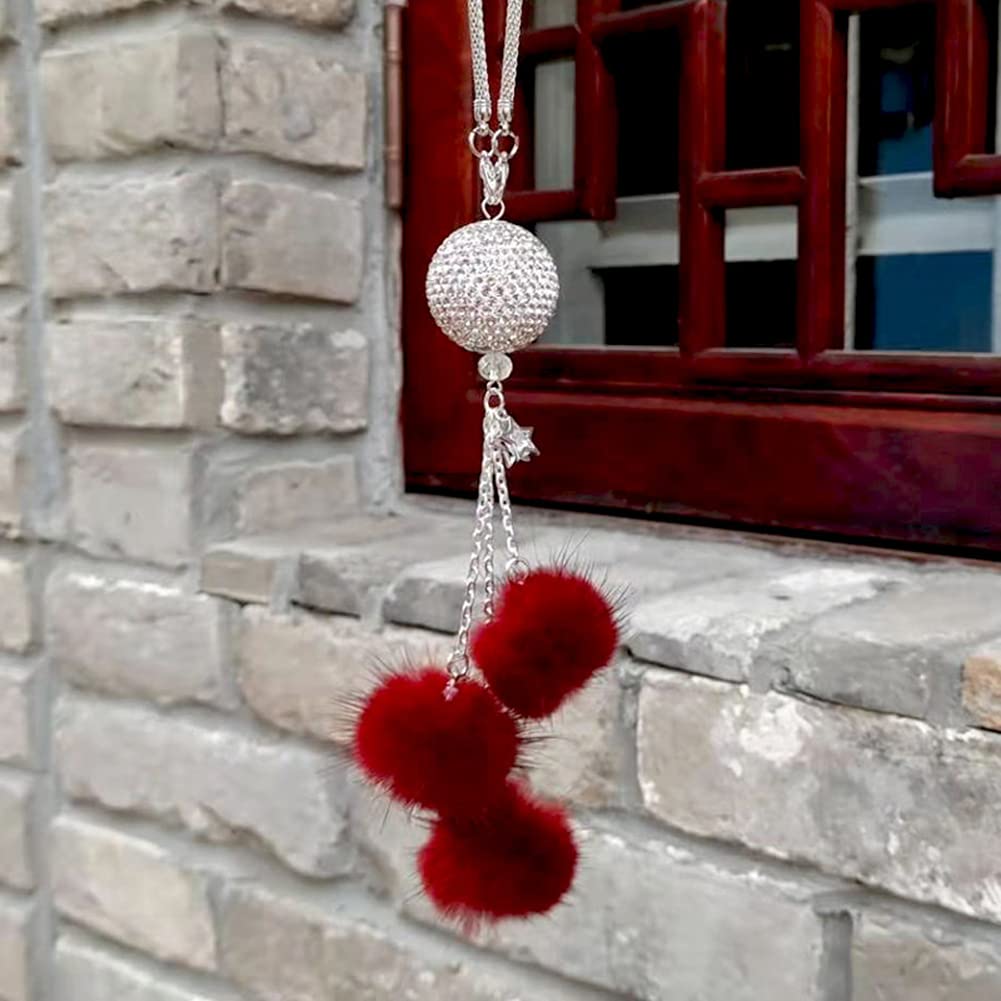 Pendentif Strass Pour Rétroviseur Voiture – Cristal Et Peluche, 28 Cm, Décoration Bling-bling Intérieur Auto