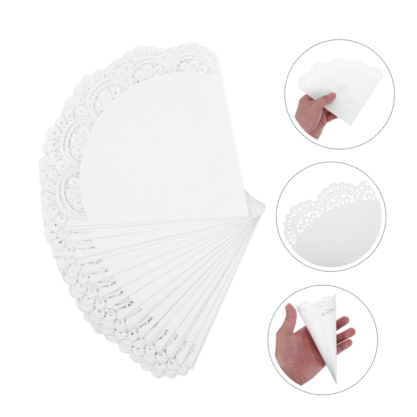 Luxshiny Coni di Petali di Fiori in Carta Leggera, 50 Pezzi Bordo in Pizzo, Porta Coriandoli per Matrimoni e Eventi Speciali, Pratici per Utilizzo Sia Interno che Esterno
