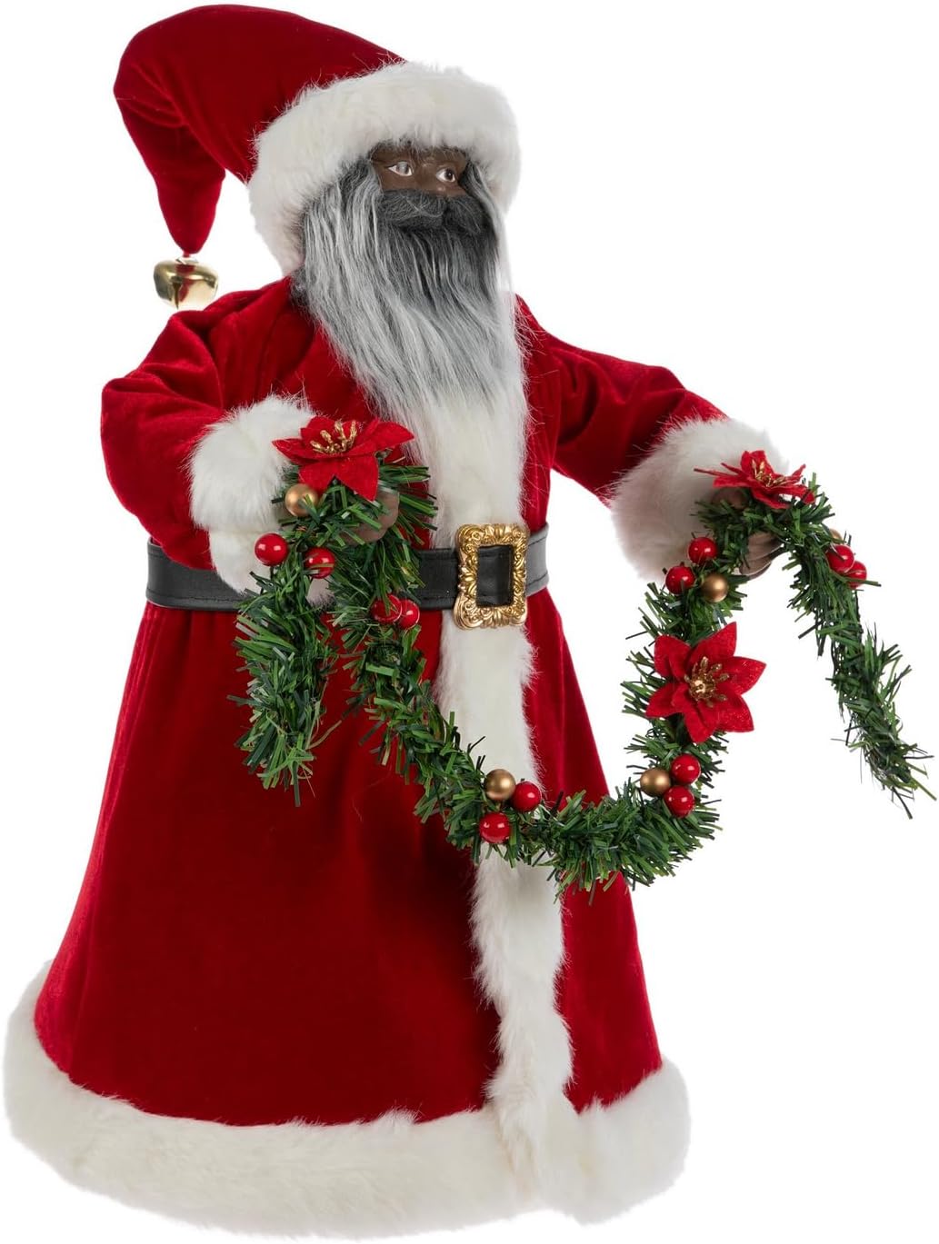 Hobby Lobby Santa with Poinsettia Garland Tree Topper