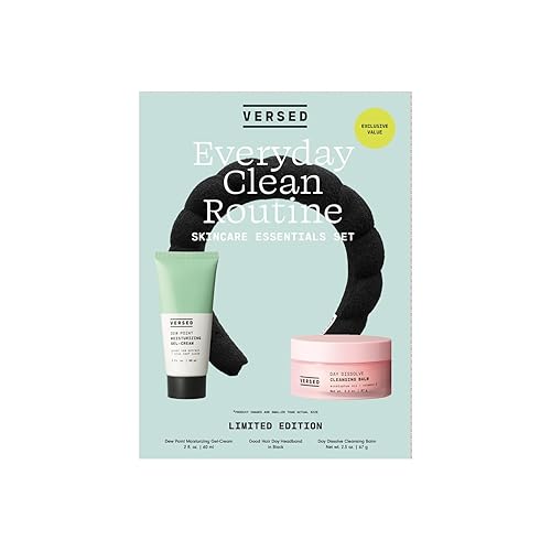 Versed Everyday Clean Routine Travel Essentials - Juego de 3 piezas para el cuidado de la piel, crema de gel de punto de rocío (2 onzas líquidas),