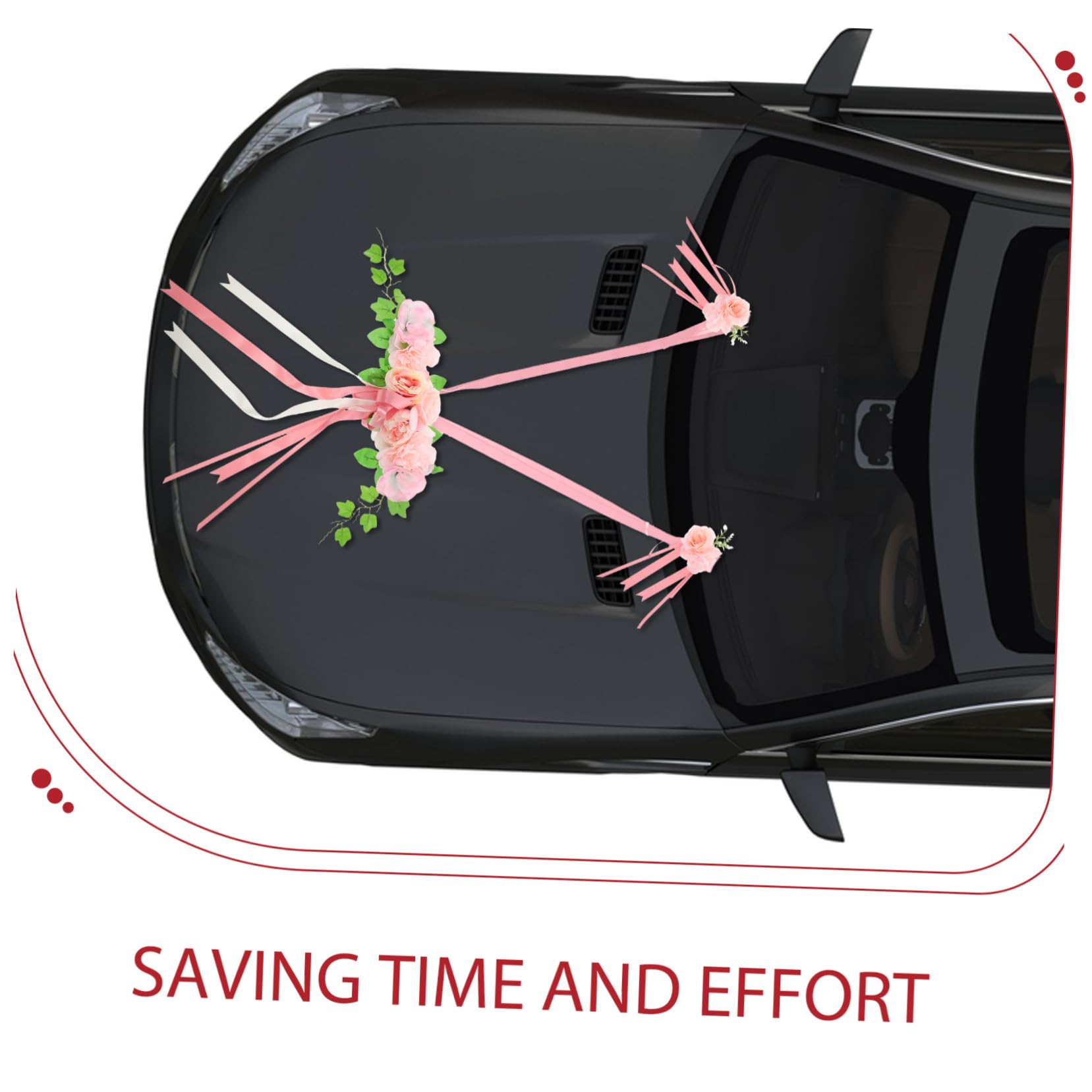 Mipcase Auto-kühlerhaubenband Künstlicher Hauptblume Hochzeitsauto-Dekoration für Brautpartys und Hochzeitsfeiern Einfache Installation Langlebig und Farbecht
