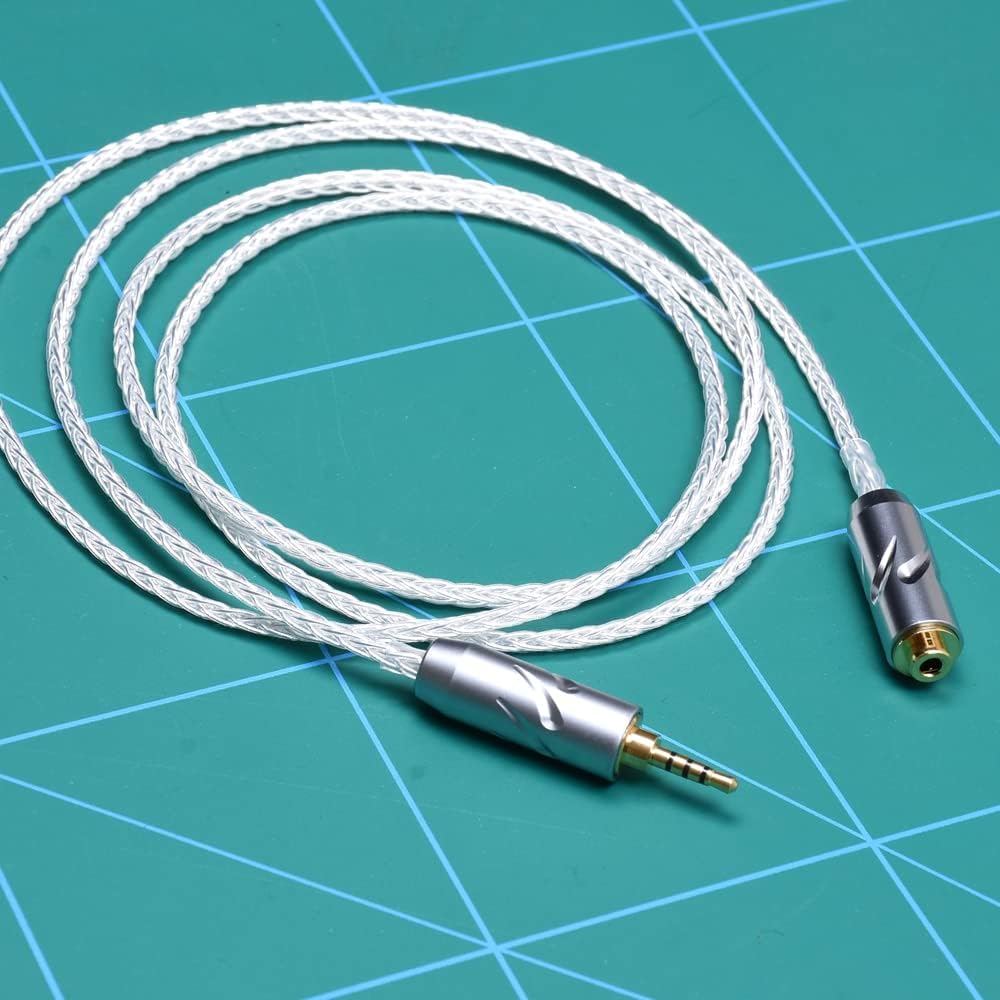 Clear Silver Plated Cable 2.5mm Male to 2.5mm Female TRRS Balanced Audio Adapter Extension Cable Compatible for Astell&Kern AK240 onkyo DP-X1 FIIO X5III XDP-300R iBasso DX200 (1Meter)