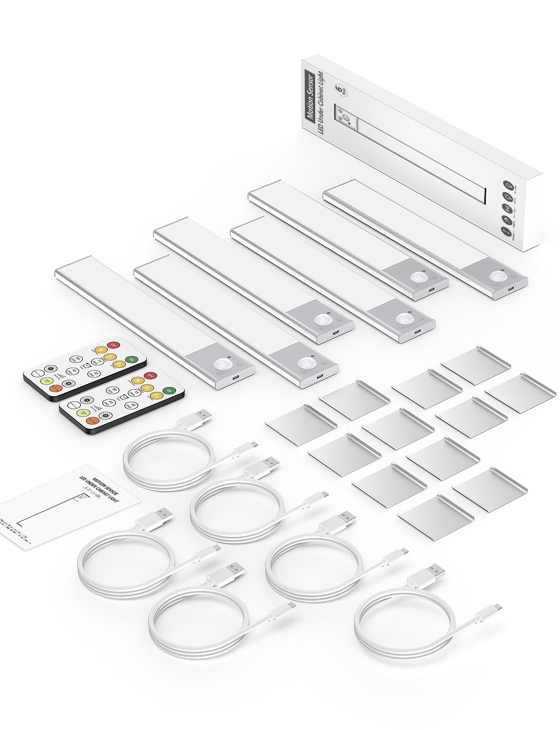 38 LED Unterschrankbeleuchtung, kabellos, mit Fernbedienung, 21,6 cm Bewegungsmelder, wiederaufladbar, Unterschrankbeleuchtung, magnetische Schrankleuchten, batteriebetrieben, Unterbauleuchten für
