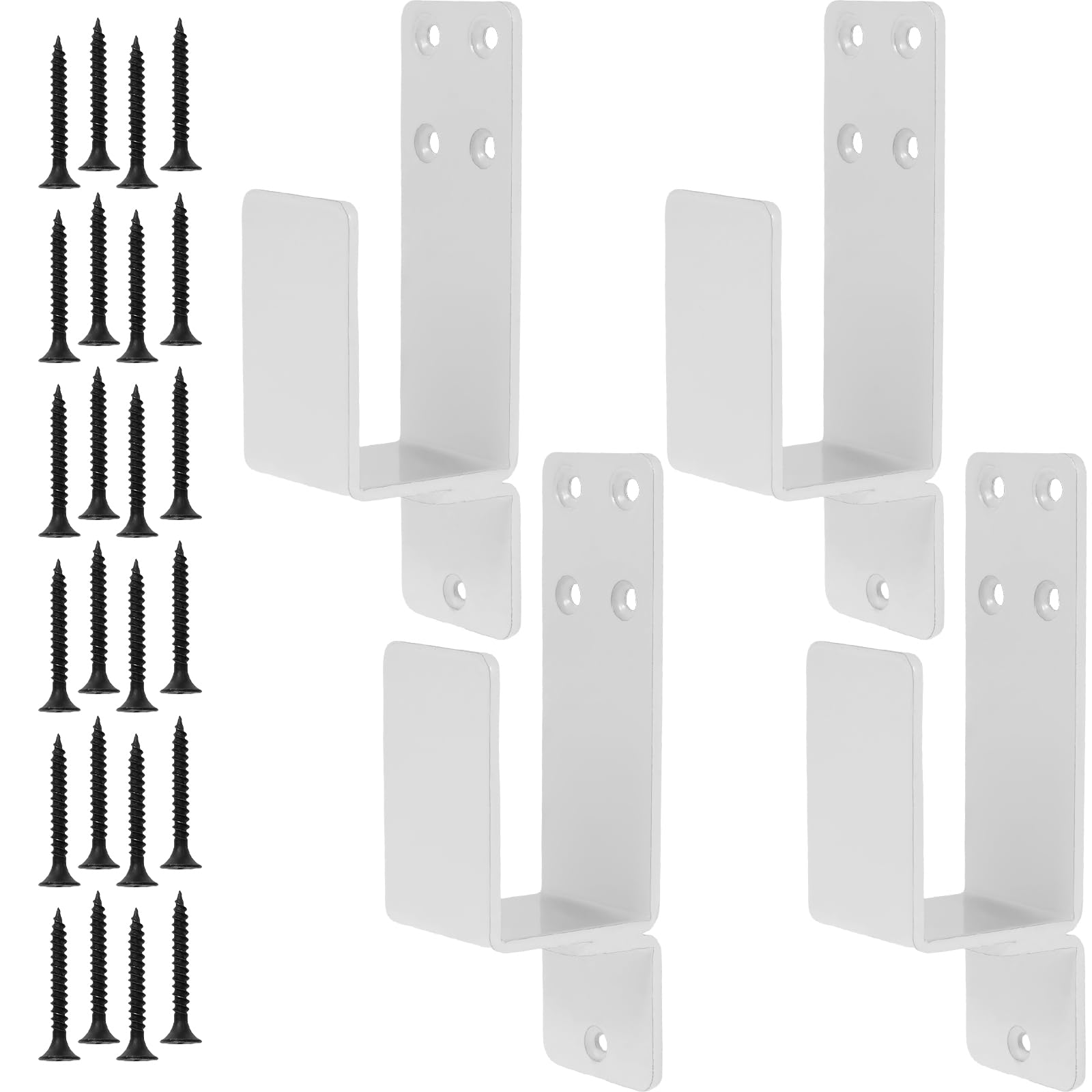 4Pcs Door Barricade Brackets for 2x4 Lumber Carbon Steel Door Bar Holder Security Door Locks Brackets Reinforcement for Home Barn Garage Gate(white)