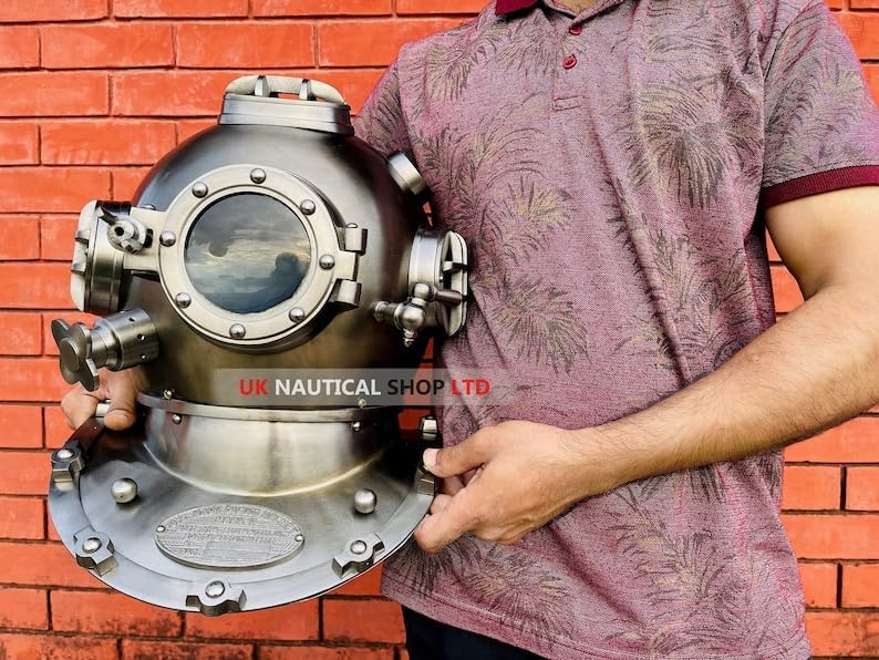 Nautical Scuba Diving Helmet with Black Base U.S Navy Mark V Deep Sea Marien Divers Helmet
