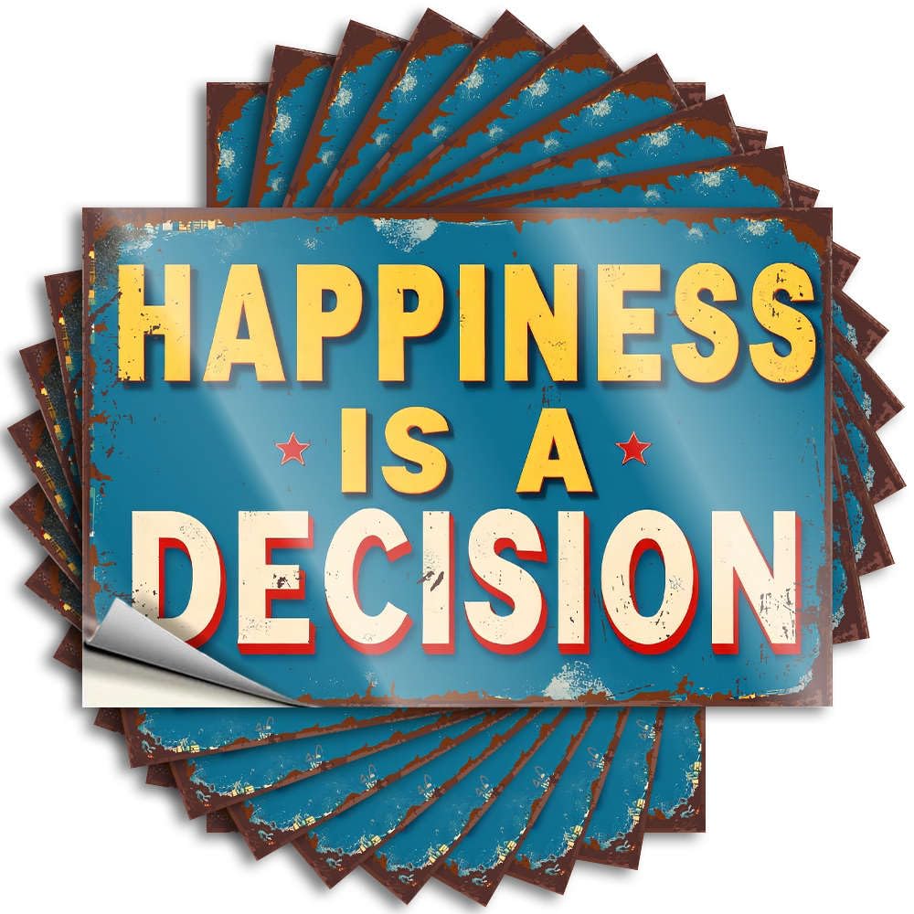 Decal Aesthetic Billiard Fire Cover Happiness is A Decision. - Scratch Resistant Stickers(12X18CM)