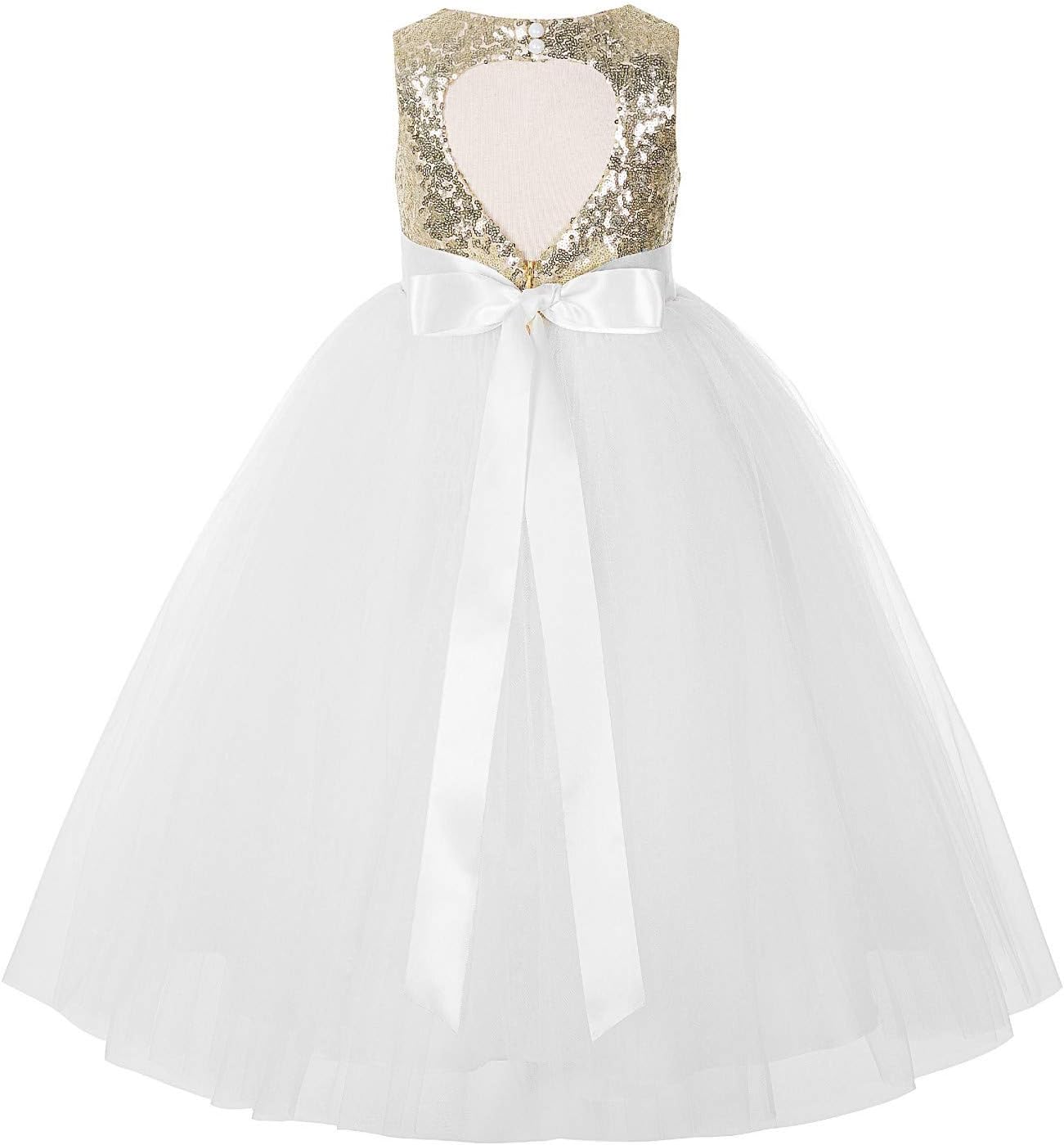 ekidsbridal Heart Cutout Sequin Flower Girl Dress Recital Dress Ceremonial Gown 172seq