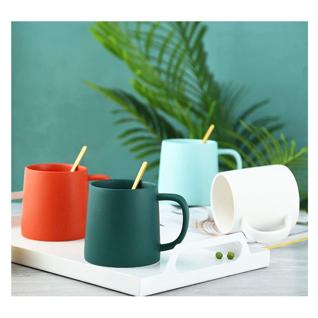 Kubek do kawy Matowy ceramiczny duży kubek porcelanowy Kawa Herbata Kakao Wielokolorowy biurowy kubek na wodę z łyżką (C)