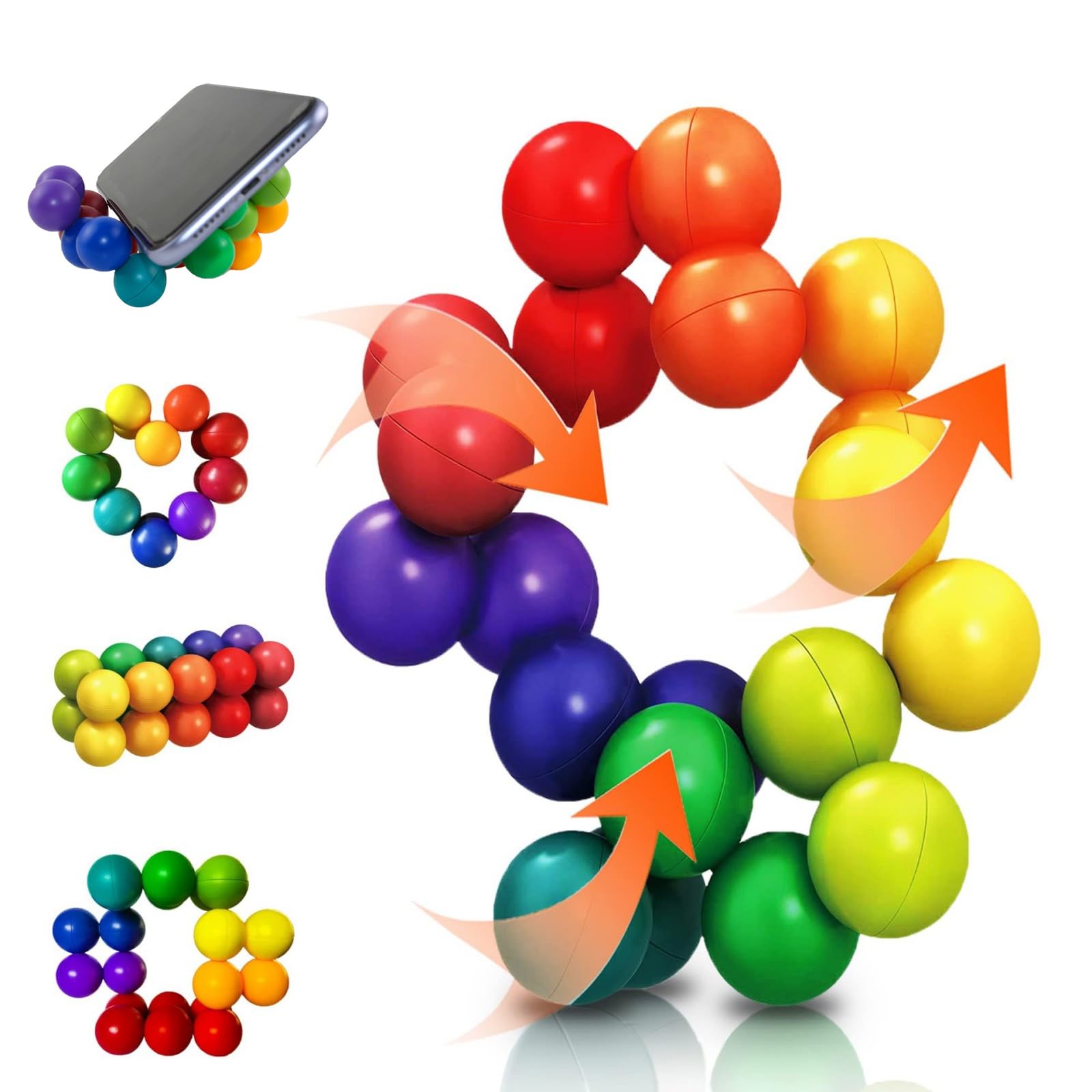 Rainbow Ball Sensory Toys for Children, Soft and Quiet Fidget Toys for Toddlers, Calming Desk Gadgets for Travel or Home, Ideal Stocking Fillers and Gifts for Ages 3-12 (Multicolour)