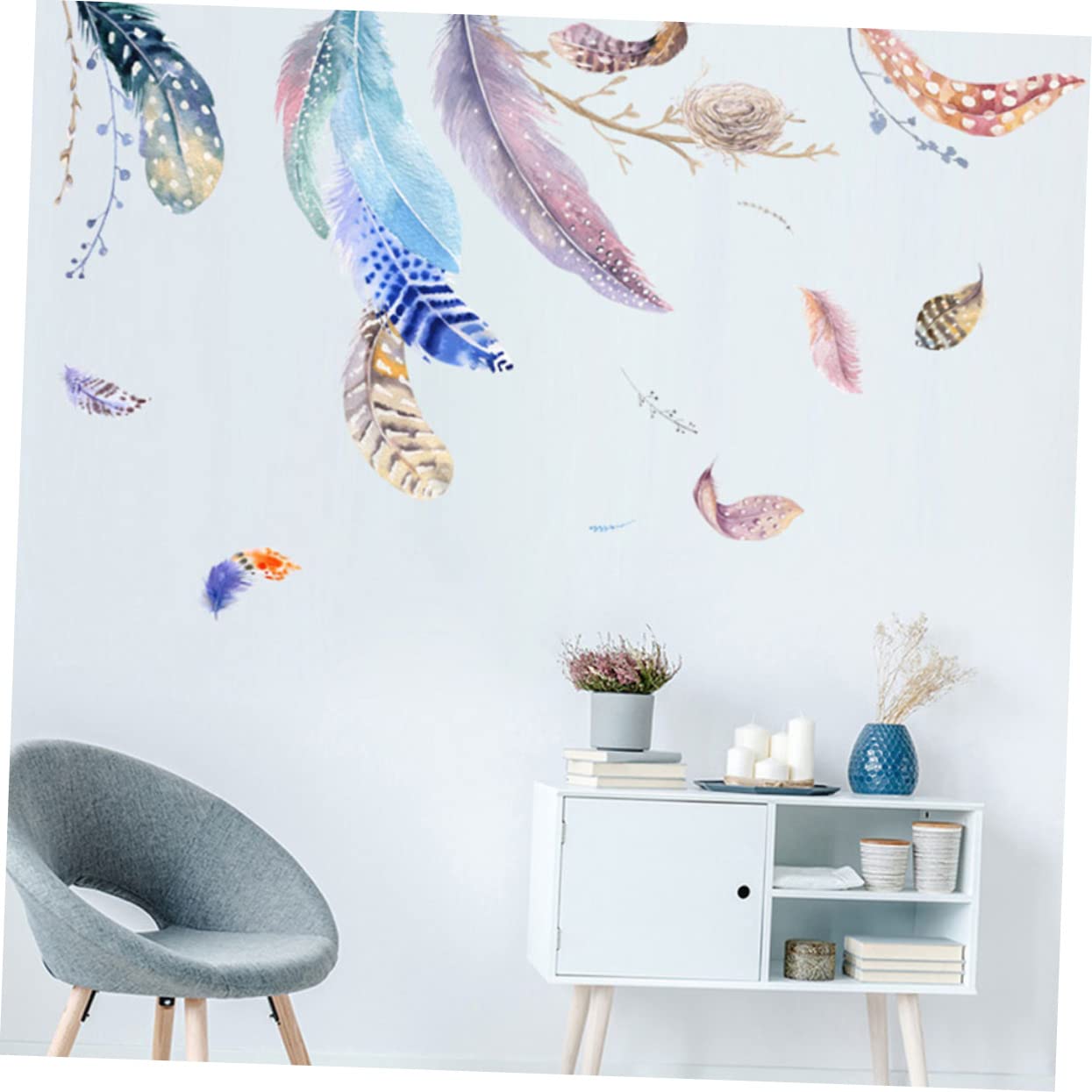 WOONEKY 4fogli Decorative Pvc Wall Stickers Removable Wall Decal for Home Décor for Living Bedroom Nursery and More