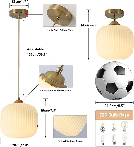 Miniatura 2 de KCO Iluminación moderna de cristal blanco dorado lámpara colgante de latón contemporáneo latón isla de cocina comedor lámpara colgante industrial