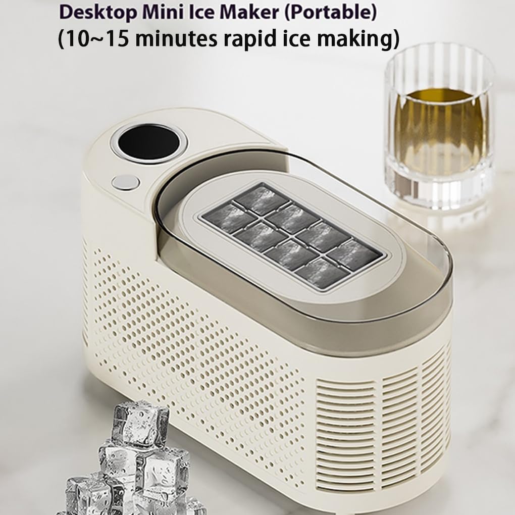 Máquina portátil para fabricar hielo de encimera, mini máquina para hacer cubitos de hielo para acampar en casa y caravanas, cargador ABS para máquina de hielo, A