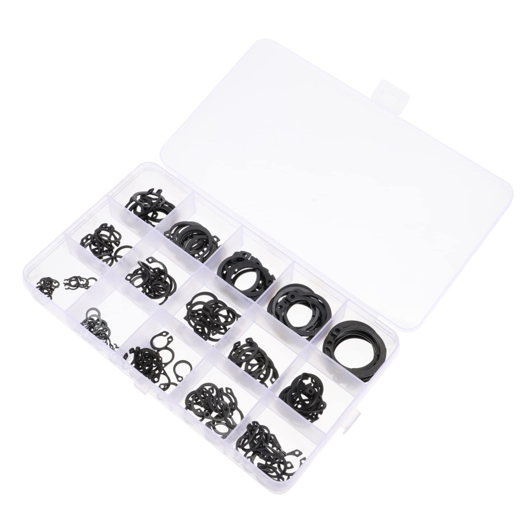 OKUMEYR Shaft Ring 175pcs Steel External Snap Ring Kit Circlip for Shop and Home Plastic Organizer Box