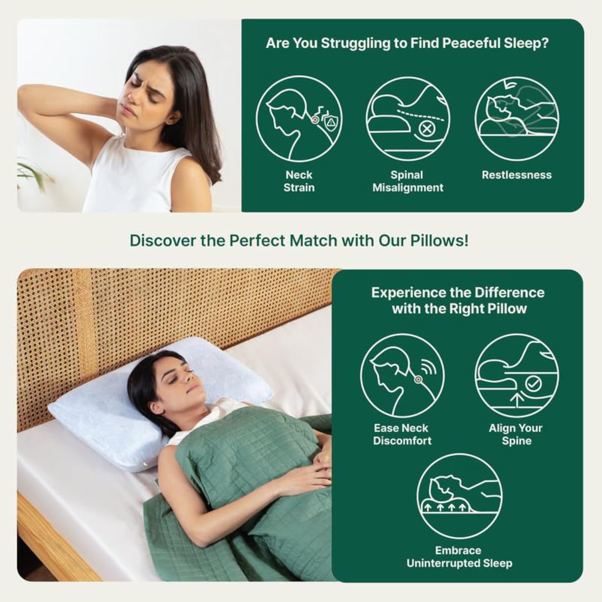 Set of 2 Orthopedic Cooling Gel Memory Foam Pillows