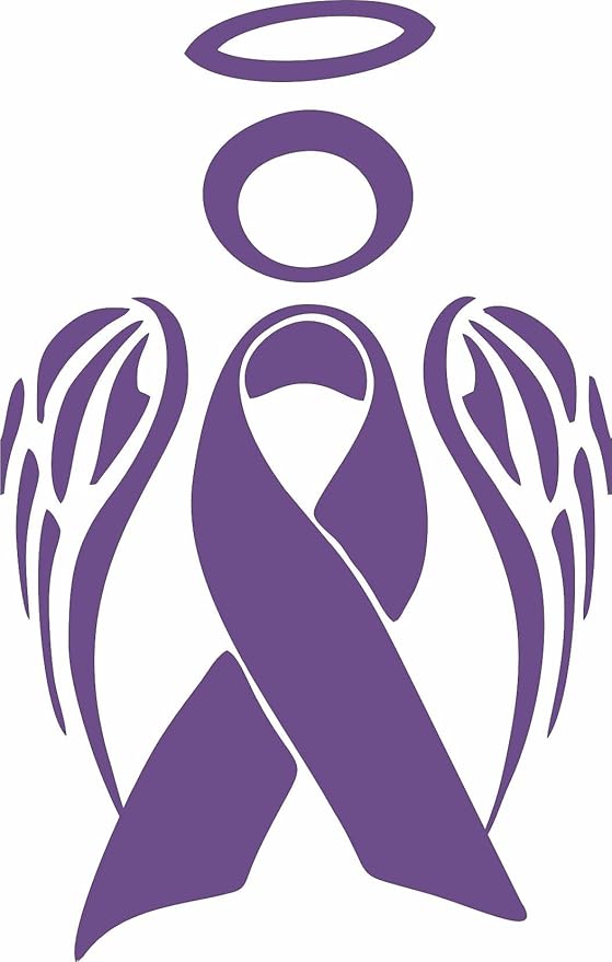 Cancer Angel Awareness Ribbon - Die Cut Vinyl Window Decal/Sticker for Car/Truck (5
