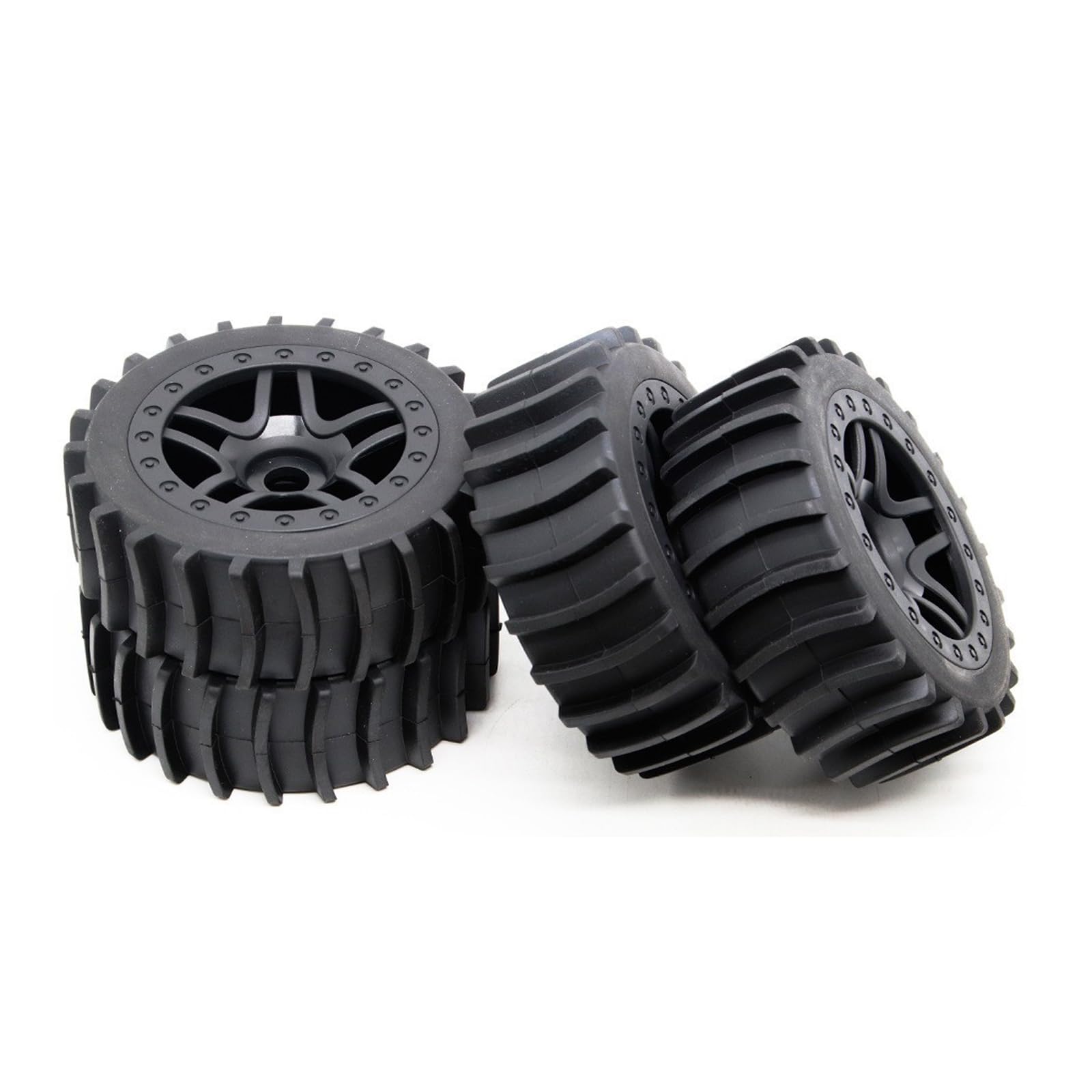 Ieron RC On Road 1:8 Plastic Wheels Rubber Tires Pre-Glued Compatible with 1/10 1/12 Traxxas HSP Wltoys HPI KYOSHO TT02 Touring Drift Rally Car, Pack of 4