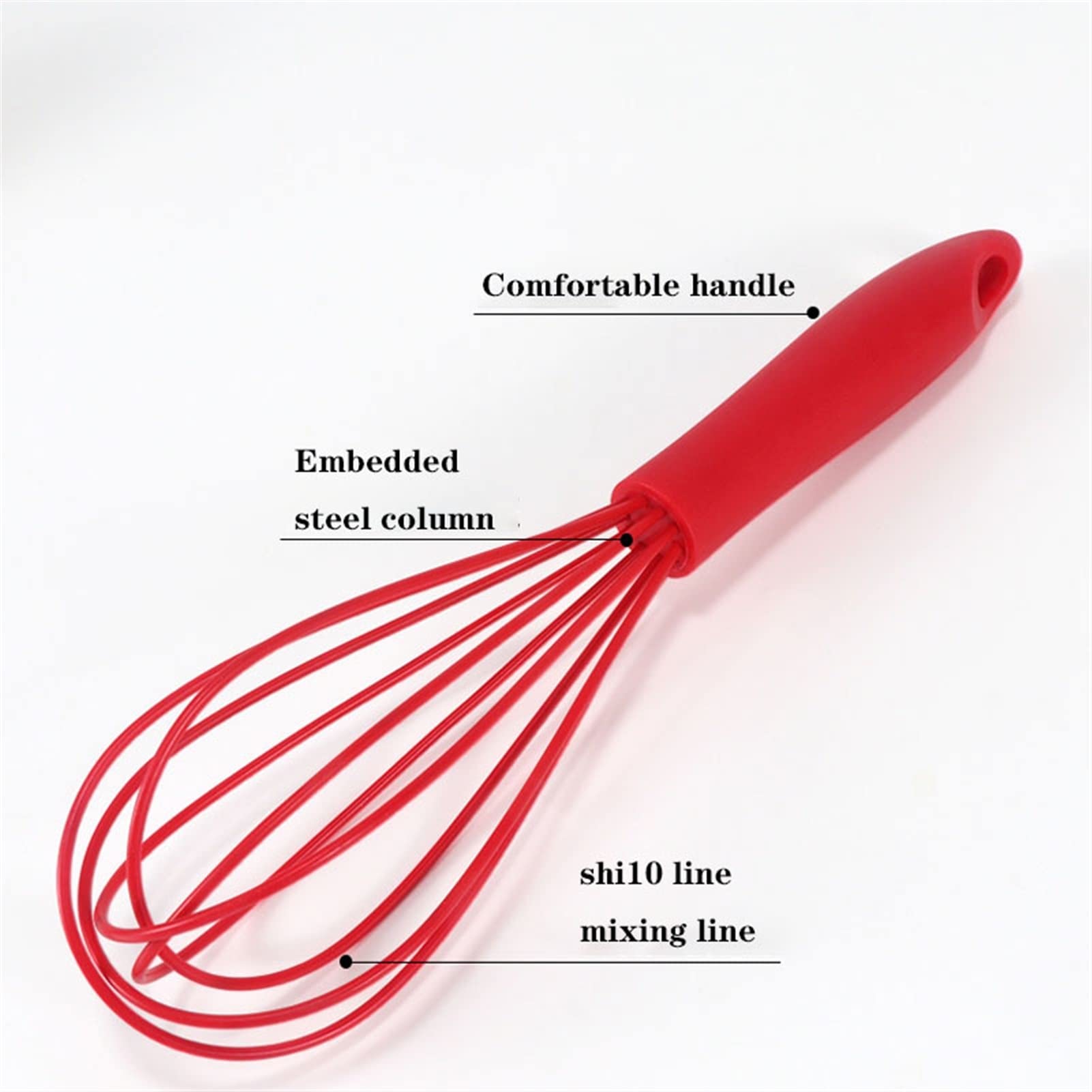 Batidor de cocina Cocina silicona batidor antideslizante fácil de limpiar huevo batidor de leche frotura utensilio cocina especialidad cocina silicona huevo batidor herramienta Batidores para cocinar