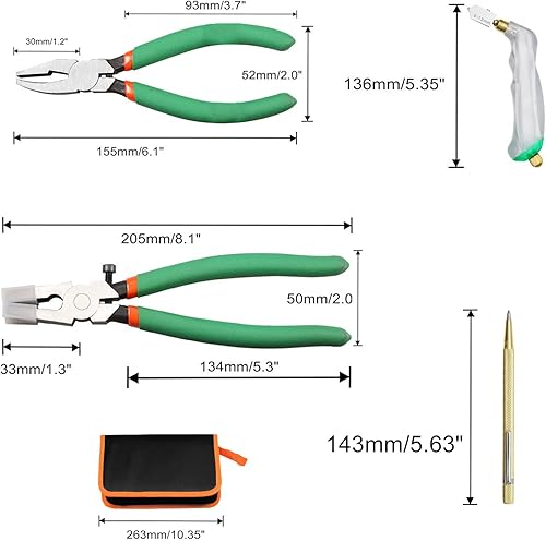 Miniatura 7 de SPEEDWOX Juego de 12 alicates de vidrio para correr con 2 pares de puntas de goma, juego de cortador de vidrio para alimentación de aceite,