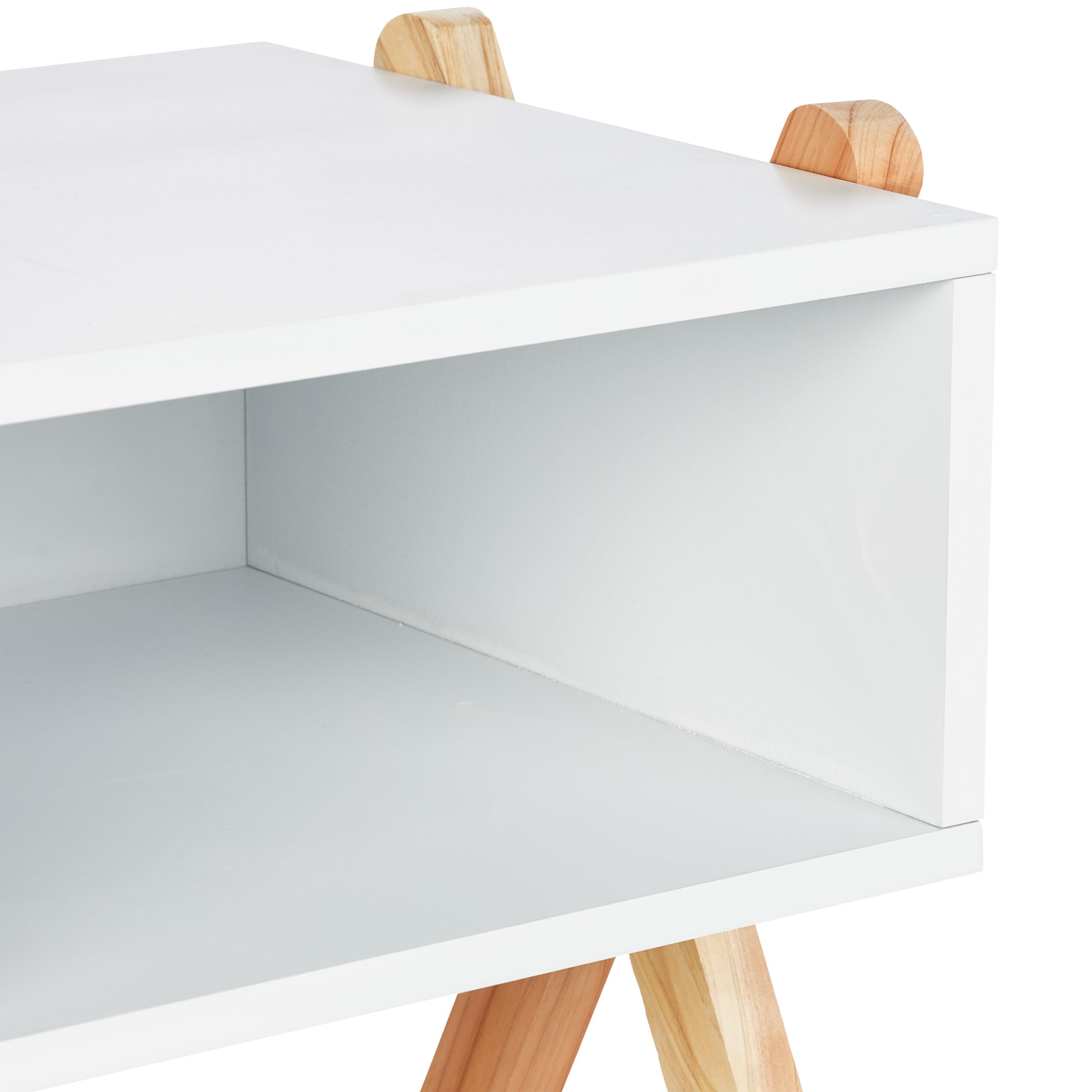 Relaxdays Table de Chevet, pour Votre Bout de Chou, Bois de pin et MDF, H x L x P : 42 x 34 x 30 cm, Blanc et Nature