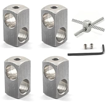 M10 mm cross clamp 4 pieces stainless steel silver wire rope clamp